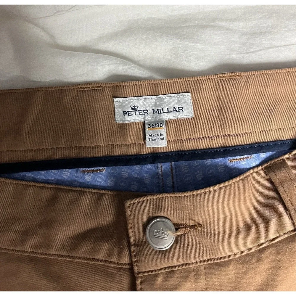 Peter Millar  Brown 36x30 Golf Performance Five-Pocket Pant Men's Cognac Brown